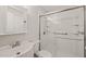 Bathroom featuring walk in shower, modern vanity and medicine cabinet at 5212 Badham Pl, Raleigh, NC 27609