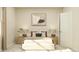 Relaxing bedroom showcasing neutral tones, a cozy bed, and stylish bedside tables with lamps at 548 Morning Light Dr, Angier, NC 27501