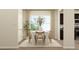 Bright dining area with a white table, six chairs, a large window, and neutral decor at 548 Morning Light Dr, Angier, NC 27501
