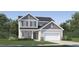 Inviting two-story home featuring a two-car garage, shuttered windows, and stone accents at 548 Morning Light Dr, Angier, NC 27501
