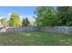 Lush green backyard with a wooden fence, providing a private and spacious outdoor area at 612 Lakeview Ave, Wake Forest, NC 27587