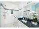 Modern bathroom featuring a glass shower and vanity with sink at 8231 Allyns Landing Way # 302, Raleigh, NC 27615