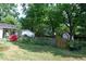 A charming backyard featuring a small garden and a well-maintained lawn and outbuildings at 1013 Green St, Durham, NC 27701