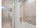 Stylish bathroom featuring a shower/tub, bright lighting, and a tiled shower at 1046 Covered Bridge Trl, Chapel Hill, NC 27517