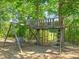 Charming custom-built treehouse, offering a fun and adventurous outdoor space, perfect for recreation at 1046 Covered Bridge Trl, Chapel Hill, NC 27517