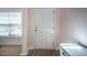 Entryway with white paneled door, and neutral wall color at 11 Piccadilly Ct, Durham, NC 27713