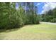 Large grassy backyard with trees in the background at 1106 Red Crest Ln, Durham, NC 27704