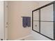 Bathroom showcasing a glass-enclosed shower and towel rack at 116 Weaver Mine Trl, Chapel Hill, NC 27517