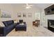 Comfortable living room featuring a fireplace and stylish decor at 116 Weaver Mine Trl, Chapel Hill, NC 27517