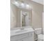 Bathroom featuring a white vanity, mirror, sink, toilet, and a shower/tub combo at 127 Deacon Ridge St, Wake Forest, NC 27587