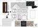 Inspirational board presenting exterior design elements, including brick, siding, roof, door, and trim selections at 1809 Bennett St, Raleigh, NC 27604