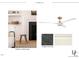 This Gathering room features a fireplace and built in shelving and a modern ceiling fan with a brass fixture at 1809 Bennett St, Raleigh, NC 27604