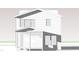 Black and white rendering of the rear exterior, featuring a screened in porch, on a two-story new construction home at 1809 Bennett St, Raleigh, NC 27604