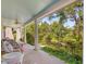 Spacious front porch with comfortable seating, lush greenery, and a tranquil view of the yard at 224 E Park Dr, Raleigh, NC 27605