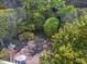 Outdoor patio features lush landscaping and a quaint seating area for relaxation and entertaining at 224 E Park Dr, Raleigh, NC 27605