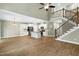Open-concept layout showcases kitchen, staircase, and spacious living area at 3627 River Watch Ln, Franklinton, NC 27525