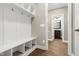 Mudroom with custom storage and convenient access to the bathroom at 3627 River Watch Ln, Franklinton, NC 27525