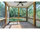 Relaxing screened porch with wooden flooring and a view of the lush backyard at 3627 River Watch Ln, Franklinton, NC 27525