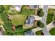 Aerial view of property showcasing the house, backyard, outbuildings and surrounding landscape at 411 Westhampton Dr, Burlington, NC 27215