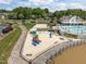 Well-maintained community playground adjacent to the clubhouse and lake at 5 Bobby Parker Pl, Durham, NC 27703