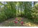 Aerial view of the backyard with comfortable seating around a fire pit at 508 E Trinity Ave, Durham, NC 27701