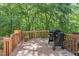 Cozy wooden deck perfect for outdoor dining and relaxing with lush green backdrop at 5420 Vista View Ct, Raleigh, NC 27612