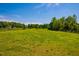 Picturesque grassy yard surrounded by mature trees, offering privacy, space and serene outdoor setting at 5916&5918 Laws Farm Rd, Rougemont, NC 27572