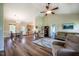 Open living space with dining area, seating, and hardwood floors at 5916&5918 Laws Farm Rd, Rougemont, NC 27572