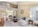 Bright living room with hardwood floors, large windows, and comfortable seating at 72103 Moseley, Chapel Hill, NC 27517