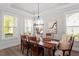 Bright dining room with natural light, wooden table, and decorative accents, creating a cozy dining space at 7616 Hasentree Way, Wake Forest, NC 27587