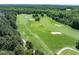 Scenic view of the golf course with lush green fairways, sand traps, and mature trees offering shade at 7616 Hasentree Way, Wake Forest, NC 27587