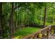 This wooded backyard offers a lush lawn area perfect for relaxing with privacy provided by mature trees at 103 Tremont Cir, Chapel Hill, NC 27516