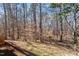 Lush backyard featuring mature trees and inviting outdoor space at 1208 Copper Creek Dr, Durham, NC 27713