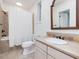 Bathroom with shower, toilet, sink, and vanity at 123 Beech Forest Way, Pittsboro, NC 27312