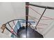 Unique, black, spiral staircase featuring a red accent at 1509 Cumberland Rd, Chapel Hill, NC 27514