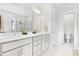 Bright primary bathroom with double vanity, marble countertops and a walk-in shower at 1709 Chestnut Falls Rd, Wendell, NC 27591