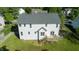 Aerial view of home with a spacious backyard and established landscaping at 1909 Redding Lane, Durham, NC 27712