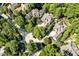 Stunning aerial view of a luxurious home nestled among lush trees in a serene neighborhood at 20011 Bragg, Chapel Hill, NC 27517