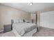 Cozy bedroom with neutral walls, soft carpeting and a comfortable bed, perfect for relaxation at 221 Hammond Wood Pl, Morrisville, NC 27560