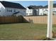 Expansive backyard featuring green grass and a privacy fence with neighboring houses visible at 222 Oak Branch Trl, Garner, NC 27529