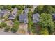 Street aerial view showcasing multiple well-kept properties, mature trees, and a sense of community at 2306 Byrd St, Raleigh, NC 27608