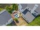 Backyard aerial view showcasing an outdoor patio, green space, and a well-maintained backyard at 2306 Byrd St, Raleigh, NC 27608