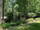 This backyard features a lovely swing, mature trees, and lush landscaping at 2405 Flints Pond Cir, Apex, NC 27523
