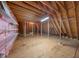 Unfinished attic space featuring exposed rafters, wire fencing and plenty of room for storage at 3035 Tavistock Dr, Durham, NC 27712