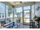 Relaxing screened-in porch with comfortable seating and view of the backyard at 3224 Wishing Well Wynd, Apex, NC 27502