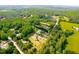 Sweeping aerial view of a property nestled within dense, verdant woodlands at 3281 Phillips Chapel Rd, Haw River, NC 27258