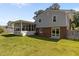 Backyard featuring a screened porch, mature trees and a brick foundation at 3501 Arrowwood Dr, Raleigh, NC 27604
