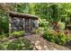 Charming backyard with garden shed and landscaping at 3612 Carriage Dr, Raleigh, NC 27612