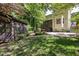 A beautiful back yard featuring an outdoor garden shed at 3612 Carriage Dr, Raleigh, NC 27612