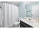 Cozy bathroom features neutral colors, a shower-tub combination, and sleek fixtures at 5512 Bridgeman Ct, Durham, NC 27703